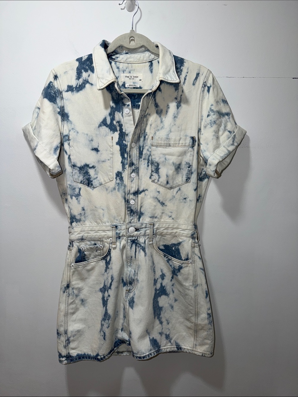 Rag & Bone All In One Shirt Dress Oasis M Grunge Acid Wash Retro 90s Y2K Street
